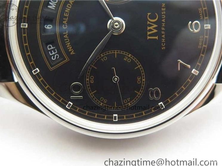MIROTIME 0505 Portuguese Real PR Real Annual Calendar IW503502 ZF 1:1 Best Edition Black Dial Steel Markers on Black Leather Strap A StreetReady 7134